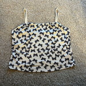 White and Black Butterfly Tank Top